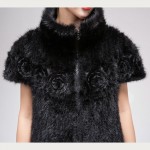 Mink knitted coat  The real fur knitted jacket Stylish Lapel bat sleeve  A woman with flowers in winter warm clothing L-4XL