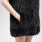 Mink knitted coat  The real fur knitted jacket Stylish Lapel bat sleeve  A woman with flowers in winter warm clothing L-4XL