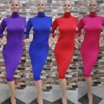 Missufe 2017 Long Sleeve Turtleneck Midi Bodycon Fall Dress Warm Stretchy Party Dresses Women Sexy Club Bandage Dress