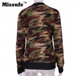 Missufe 2017 Spring Camouflage Cardigan Women Pilot Jacket Stand Basic Bomber Coat Casual Clothing Slim Women Outwear Mujer Tops