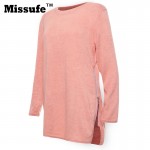 Missufe Casual Side Zipper Sweater Dress Sexy Mini Vestidos O Neck Loose Knitted Party Women's Dresses 2017 Spring