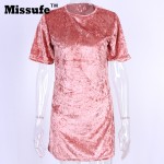 Missufe Ukraine 6 Colors Velvet Mini Dress Office Plus Size Casual Clothing Autumn Winter Sexy Evening Party Women's Dresses