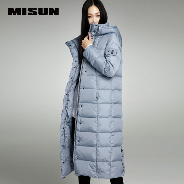 Misun embroidery lengthen thickening over-the-knee long design with a hood down coat female