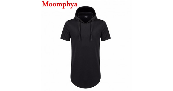 Moomphya Mens Hooded T Shirt Hipster Hip Hop Streetwear T Shirt Men