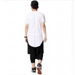 Moomphya Streetwear Men extended back tails swag funny t shirts with back zip Hip hop longline hipster long t shirts for men