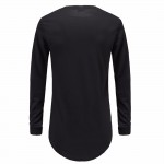 Moomphya fashion street wear t shirt men extend swag side zip t shirt Super Longline Long Sleeve T-Shirt With Curve Hem And Zip