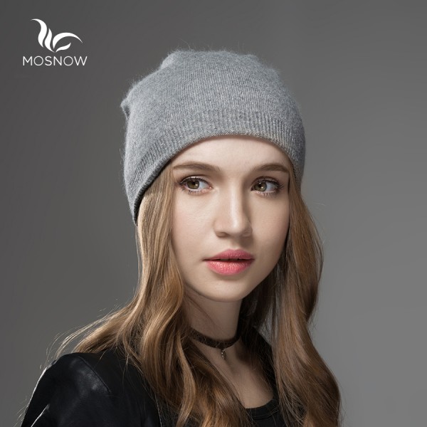 Mosnow 2016 New Solid Wool Winter Hats For Women Asymmetrical Knitted Vogue Brand Casual Warm Hat Female Skullies Beanies