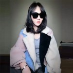 Most Popular Spliced Genuine Shearling Coat  Real Sheepskin Patchwork Women Jcsket Sheepwool Short Outerwear Winter Overcoat