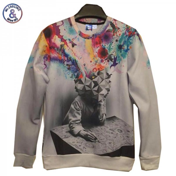 Mr.1991INC Autumn Fashion 3d sweatshirts men's hoodies thin 3d men Space/galaxy cartoon sweatshirts Plus Size 4XL