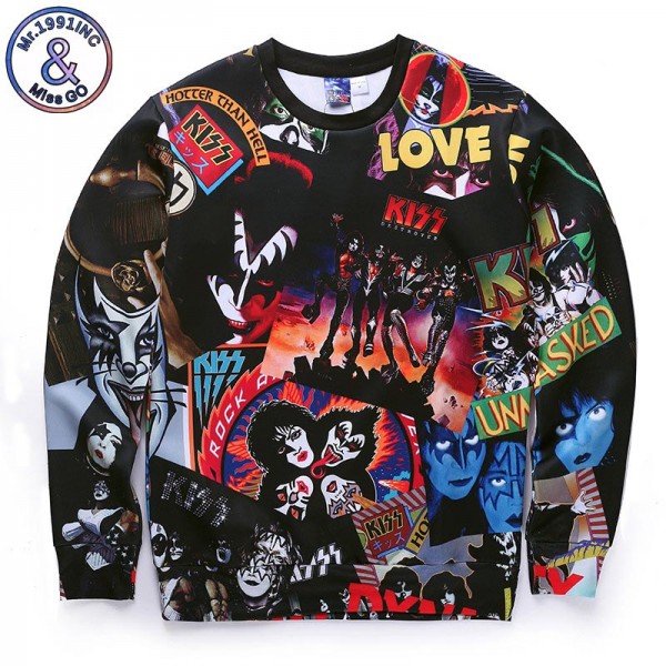 Mr.1991INC Love Kiss Harajuku Men/Women 3d Hoodies Funny Print Anime Characters Casual 3d Sweatshirts Thin Autumn Winter Tops