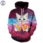 Mr.1991INC Men/Women Hooded Hoodies Print Pizza Cat Space Galaxy 3d Sweatshirts With Hat Autumn Winter Thin Hoody Tops