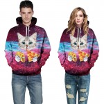 Mr.1991INC Men/Women Hooded Hoodies Print Pizza Cat Space Galaxy 3d Sweatshirts With Hat Autumn Winter Thin Hoody Tops