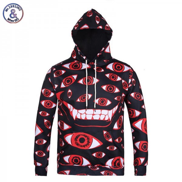 Mr.1991INC New Arrivals Men/women Cap Hoodies Hooded 3d Print Many Eyes Autumn Winter Thin Hoody Cartoon 3d Sweatshirts