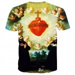 Mr.1991INC New Fashion Men/Women Tshirts 3d Print Angels And Red Heart 3d T-shirt Summer Tops Tees Religion Shirts