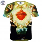 Mr.1991INC New Fashion Men/Women Tshirts 3d Print Angels And Red Heart 3d T-shirt Summer Tops Tees Religion Shirts