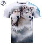 Mr.1991INC New Fashion Men/women 3d t-shirt print forest double snow wolf summer tees shirt tops tees plus size t-shirt