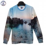 Mr.1991INC New arrival Fashion Men's Funny 3d landscape sweatshirts printed the sea beautiful scenery casual hoodies tops