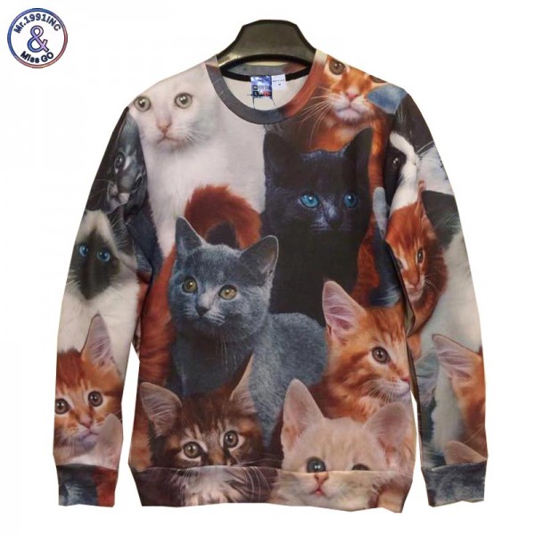 Mr.1991INC New fashion Men/Women hoodies print Animals cat 3d sweatshirts tops 3d pullovers