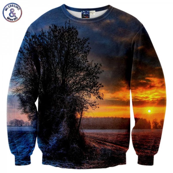 Mr.1991INC Nightfall Tree Hoodies Men/Women Sweatshirt 3d Print Beautiful Sunset Glow Unisex Hoodies Fashion Pullover