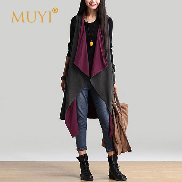 Multi Purpose Vests Women Streetwear Girl Vintage Vestidos Sleeveless Long Outerwear Casual Costume Brand Dress Female coats