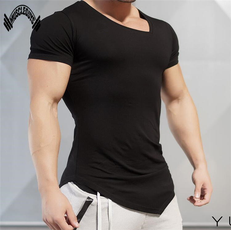 Muscleguys Mens T Shirts Muscle Golds Brand Fitness Bodybuilding Workout Clothes Man Cotton 