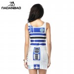 NADANBAO Summer Star Wars Artoo New Print Women bandage dresses Women Sexy Sleeveless Bodycon dress Party Cub Clothing