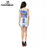 NADANBAO Summer Star Wars Artoo New Print Women bandage dresses Women Sexy Sleeveless Bodycon dress Party Cub Clothing