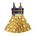 NEW 1196 Sexy Girl Women Summer Doctor Who Golden The Daleks tardis 3D Digital Prints Reversible Sleeveless Skater Pleated Dress