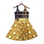 NEW 1196 Sexy Girl Women Summer Doctor Who Golden The Daleks tardis 3D Digital Prints Reversible Sleeveless Skater Pleated Dress