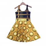 NEW 1196 Sexy Girl Women Summer Doctor Who Golden The Daleks tardis 3D Digital Prints Reversible Sleeveless Skater Pleated Dress