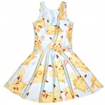 NEW 1258 Sexy Girl Women Summer Cartoon Pocket Monster Pokemon Pikachu 3D Prints Reversible Sleeveless Skater Pleated Dress