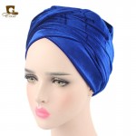 NEW Fashion women Luxury pleated velvet Turban hijab Head Wrap Extra Long  tube indian Headwrap Scarf Tie