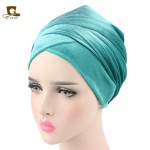 NEW Fashion women Luxury pleated velvet Turban hijab Head Wrap Extra Long  tube indian Headwrap Scarf Tie