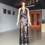 NEW Sexy Gold black Sequined Fringed Deep V-Neck Maxi Dress 2016 New Arrivals Brand club Spaghetti Strap maxi long Sequins dress