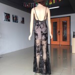 NEW Sexy Gold black Sequined Fringed Deep V-Neck Maxi Dress 2016 New Arrivals Brand club Spaghetti Strap maxi long Sequins dress