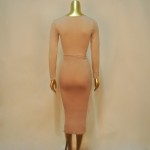 NEW Stylish Kim Kardashian Dress 2017 Women 2 Piece Bandage Nude Dress Vestido Feminino Long Sleeve Bodycon Prom Party Vestidos