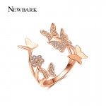 NEWBARK Lovely Ladies Butterfly Ring Rose Gold Color Open Rings For Women With Top Quality Cubic Zirconia Stone Jewelry Gifts