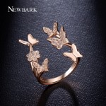 NEWBARK Lovely Ladies Butterfly Ring Rose Gold Color Open Rings For Women With Top Quality Cubic Zirconia Stone Jewelry Gifts