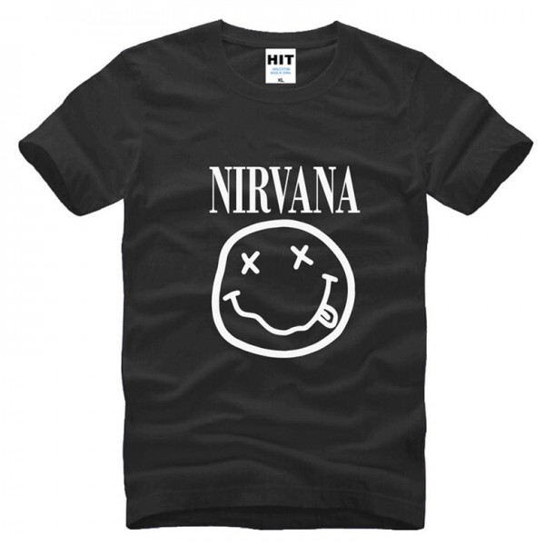 NIRVANA Smiley Face KURT COBAIN rock T Shirt Tshirt 2016 Mens Men Cotton T-shirt Camisetas Hombre