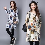 NYFS 2018 Spring Autumn Long Sleeve Women Dress Large Size Vintage Casual Loose Cotton Linen Dress Vestidos Robe Dresses Elbise 