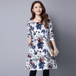 NYFS 2018 Spring Autumn Long Sleeve Women Dress Large Size Vintage Casual Loose Cotton Linen Dress Vestidos Robe Dresses Elbise 