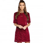 Nadafair Short Sleeve Velvet Short Casual Women Dress 2017 New Fashion Women Clothing Elegant Party dresses