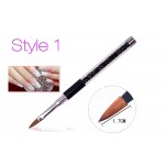 Nail Art Brush Pen Rhinestone Diamond Metal Acrylic Handle Carving Powder Gel Liquid Salon Liner Nail Brush With Cap 2017 New