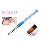 Nail Art Brush Pen Rhinestone Diamond Metal Acrylic Handle Carving Powder Gel Liquid Salon Liner Nail Brush With Cap 2017 New