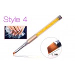 Nail Art Brush Pen Rhinestone Diamond Metal Acrylic Handle Carving Powder Gel Liquid Salon Liner Nail Brush With Cap 2017 New