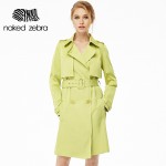 Naked Zebra 2016 Woman Clothing Solid Color Long-Sleeved Lady Lacing Long Windbreak Waist Slimming Women Pockets Trench Coats