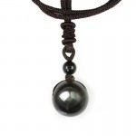 Natural Stone Pendant Necklace Black Obsidian Rainbow Eye Beads Ball Transfer Lucky Love Crystal Jewelry With Free Rope