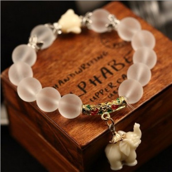 Natural matte crystal bracelets for women fashion super sweet elephant women bracelet wholesale retail 048