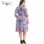 Nemidor 2018 New Arrival Women Elegant Half Sleeve Vintage A-line Dress Sexy V-neck Patchwork Plus Size Party Midi Dress