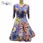 Nemidor 2018 New Arrival Women Elegant Half Sleeve Vintage A-line Dress Sexy V-neck Patchwork Plus Size Party Midi Dress